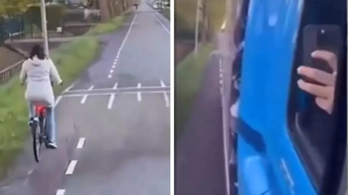 Vrouw fietst sloot in, vrachtwagenchauffeur filmt het en lacht haar uit