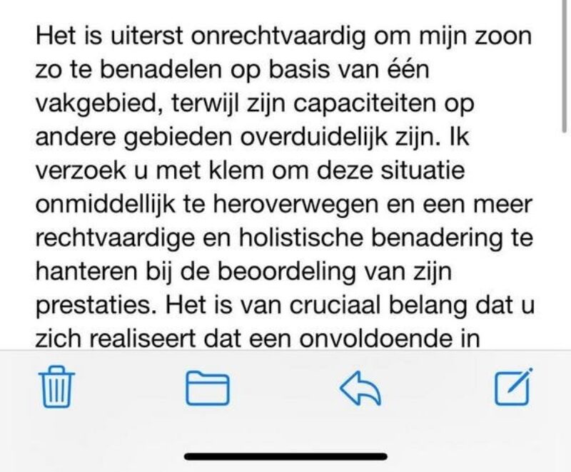 Vader schrijft boze mail nadat zijn kind onvoldoende scoort bij wiskunde: ''Kan niet''